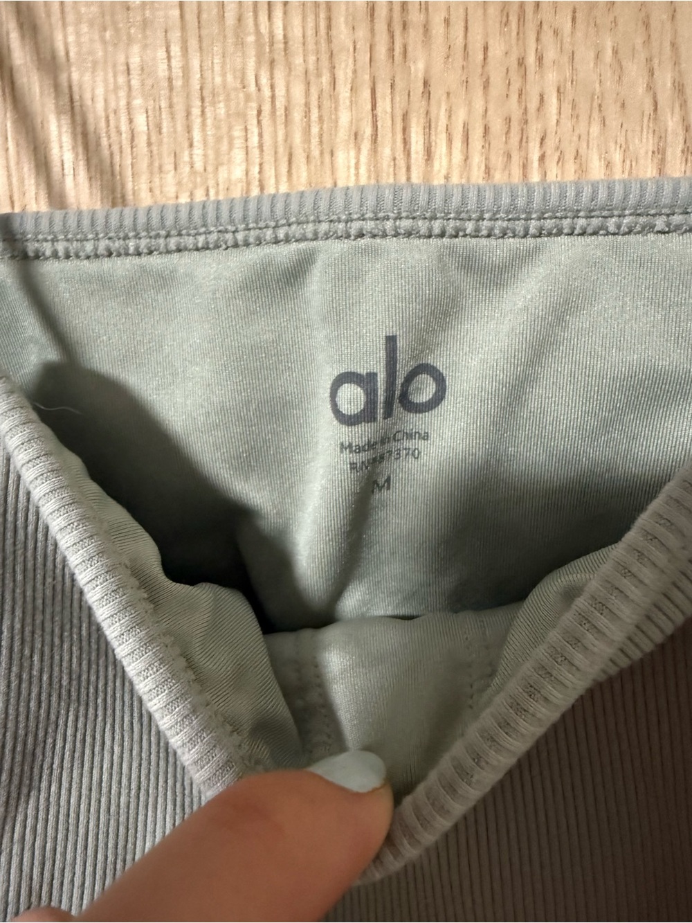 alo Light Sage Ribbed Spaghetti-Strap Crop Top - Women M - Picture 4 of 4